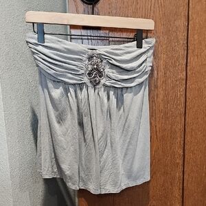 VENUS Gray Embellished Strapless Shirt